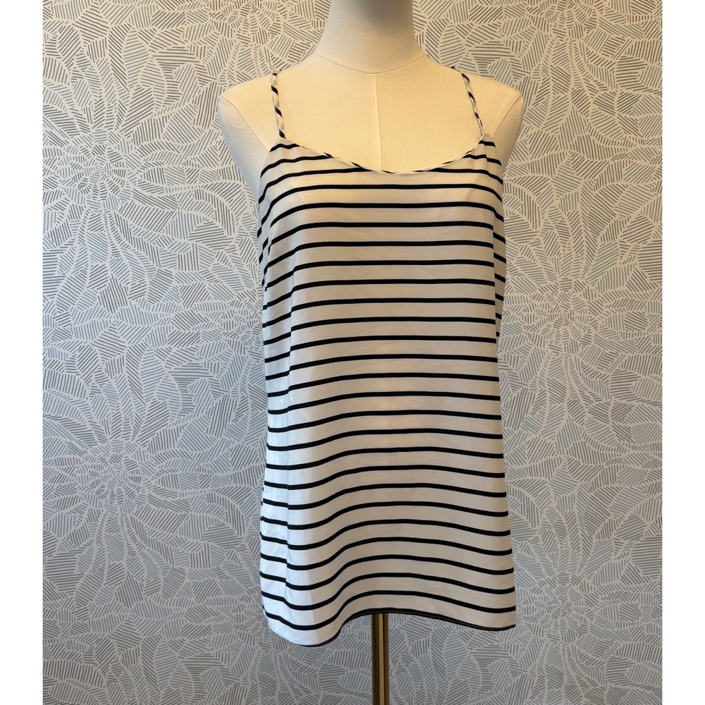 J. Crew Womens Striped Racerback Camisole Top Black White Size 6 58920